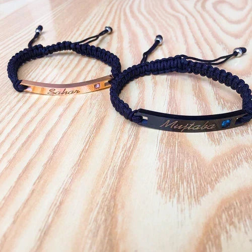 Name Engraved Dori Bracelet Unisex | Adjustable Band